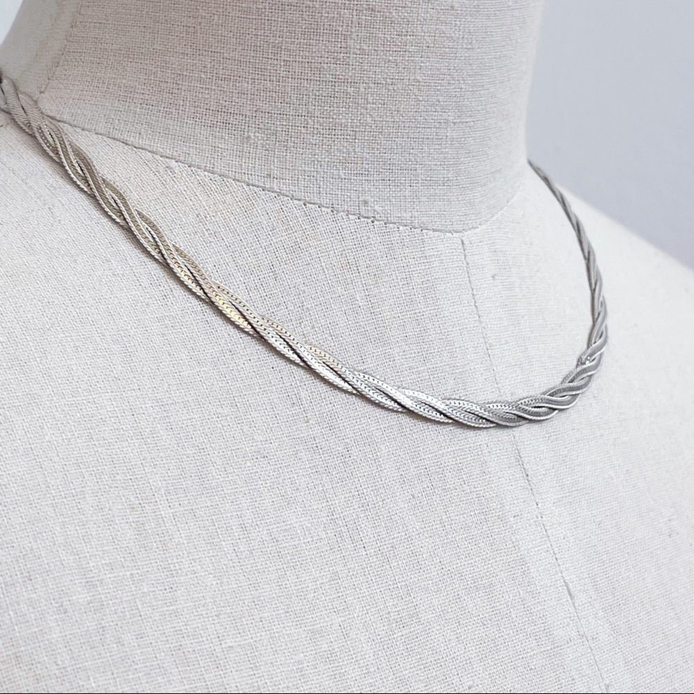 Aurafin Made in Italy Braided 925 Sterling Silver Chain Necklace 17” Classic